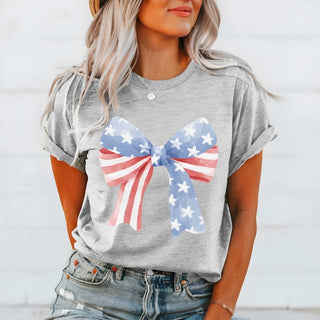 Stars and Stripes Bow Tee - Limeberry Designs