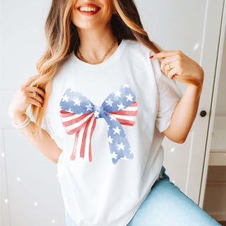 Stars and Stripes Bow Tee - Limeberry Designs