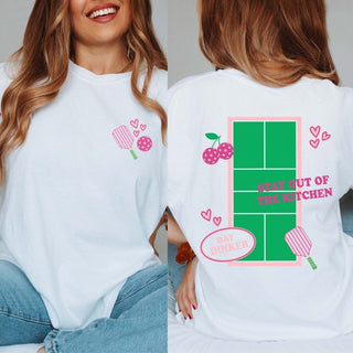 Stay Out Of The Kitchen Pickleball Graphic Comfort Color Tee Front & Back - Limeberry Designs