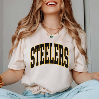 Steelers Collegiate Letter Bella Graphic Tee - Limeberry Designs
