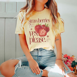 Strawberries Yes Please Comfort Color Tee - Limeberry Designs