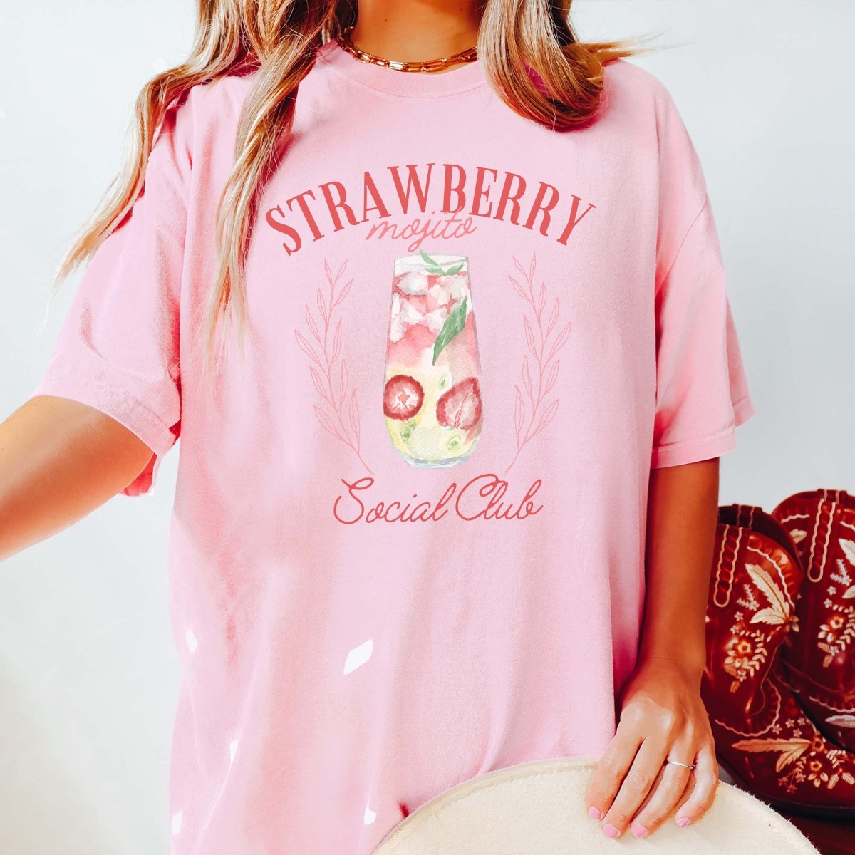 Strawberry Mojito Social Club Comfort Color Tee - Limeberry Designs