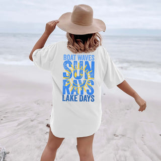 Sun Rays Lake Days Blue Back Design Comfort Color Tee - Limeberry Designs