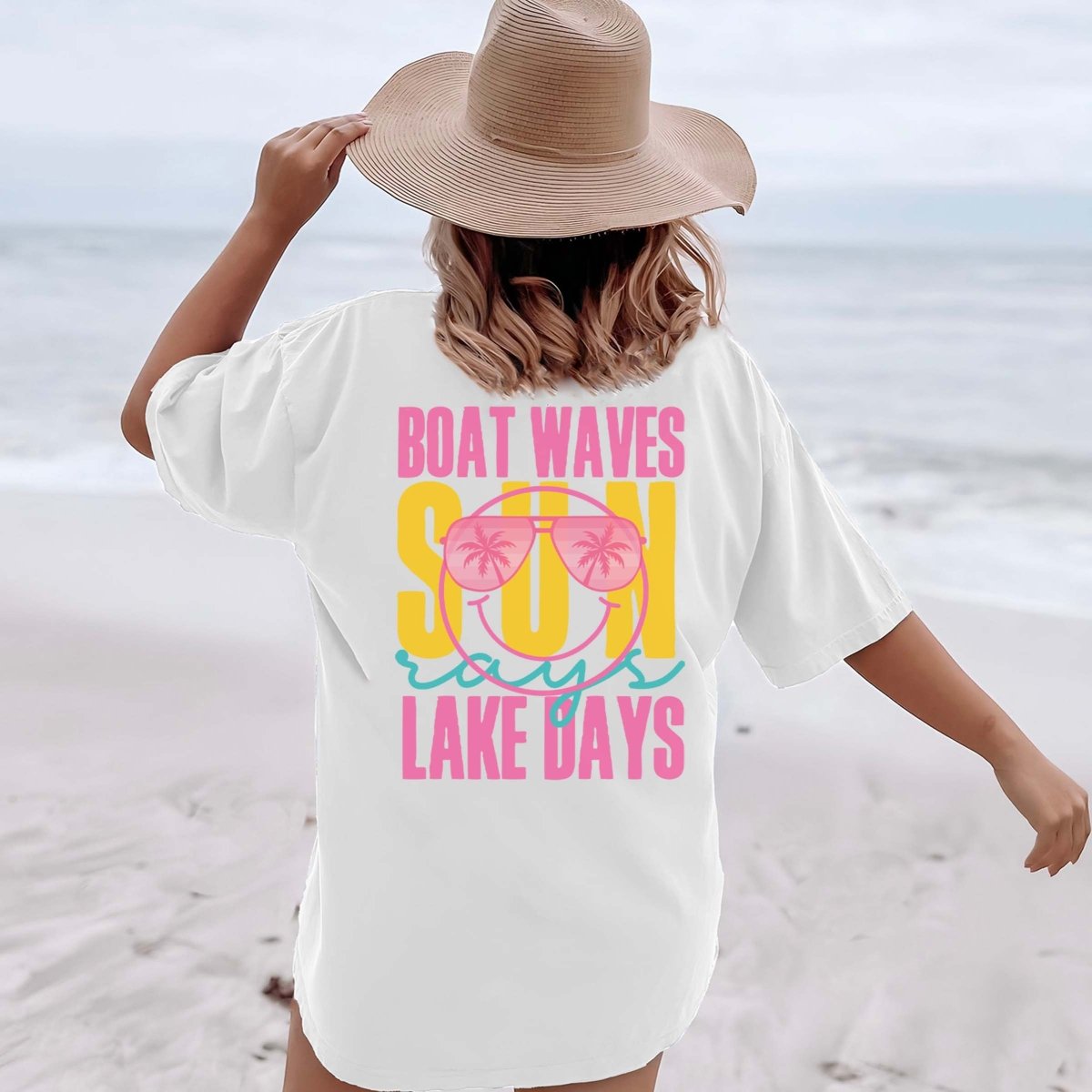 Sun Rays Lake Days Pink Back Design Comfort Color Tee - Limeberry Designs