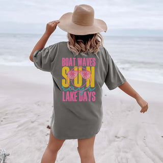 Sun Rays Lake Days Pink Back Design Comfort Color Wholesale Tee - Fast Shipping - Limeberry Designs