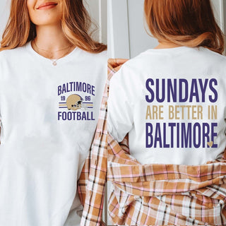 Sundays Are Better In Baltimore Bella Graphic Tee With Front And Back Design - Limeberry Designs