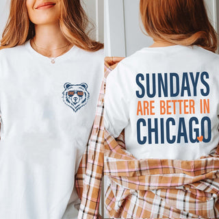 Sundays Are Better In Chicago Bella Graphic Tee With Front And Back Design - Limeberry Designs