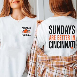 Sundays Are Better In Cincinnati Bella Graphic Tee With Front And Back Design - Limeberry Designs