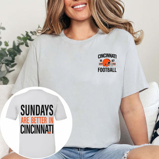 Sundays Are Better In Cincinnati Bella Graphic Tee With Front And Back Design - Limeberry Designs