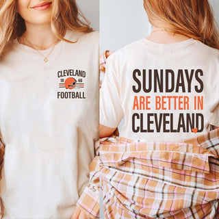 Sundays Are Better In Cleveland Bella Graphic Tee With Front And Back Design - Limeberry Designs