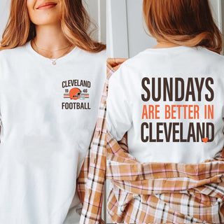 Sundays Are Better In Cleveland Bella Graphic Tee With Front And Back Design - Limeberry Designs