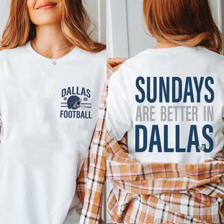 Sundays Are Better In Dallas Bella Graphic Tee With Front And Back Design - Limeberry Designs