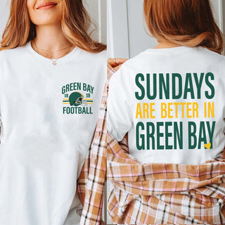 Sundays Are Better In Green Bay Bella Graphic Tee With Front And Back Design - Limeberry Designs