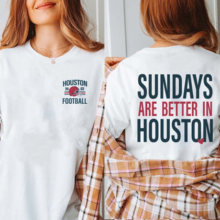 Sundays Are Better In Houston Bella Graphic Tee With Front And Back Design - Limeberry Designs