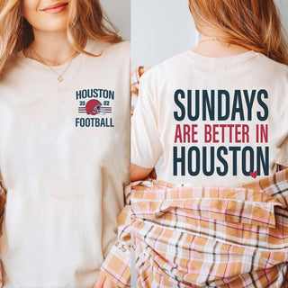 Sundays Are Better In Houston Bella Graphic Tee With Front And Back Design - Limeberry Designs