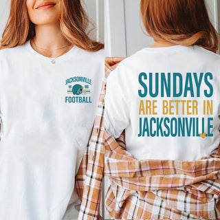 Sundays Are Better In Jacksonville Bella Graphic Tee With Front And Back Design - Limeberry Designs