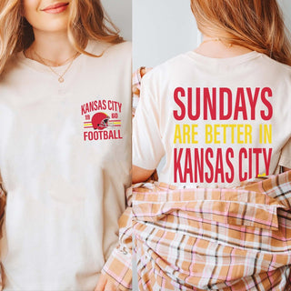 Sundays Are Better In Kansas City Bella Graphic Tee With Front And Back Design - Limeberry Designs