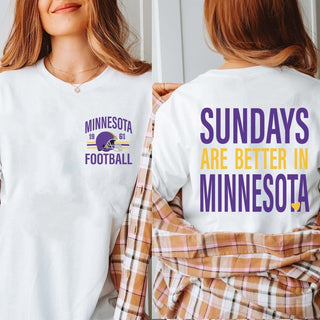 Sundays Are Better In Minnesota Bella Graphic Tee With Front And Back Design - Limeberry Designs