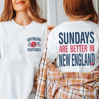 Sundays Are Better In New England Bella Graphic Tee With Front And Back Design - Limeberry Designs