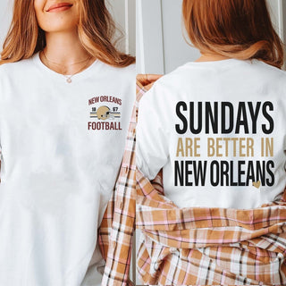 Sundays Are Better In New Orleans Bella Graphic Tee With Front And Back Design - Limeberry Designs