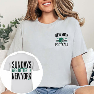 Sundays Are Better In New York Green Bella Graphic Tee With Front And Back Design - Limeberry Designs