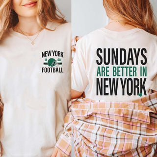 Sundays Are Better In New York Green Bella Graphic Tee With Front And Back Design - Limeberry Designs