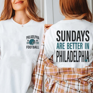 Sundays Are Better In Philadelphia Bella Graphic Tee With Front And Back Design - Limeberry Designs