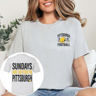 Sundays Are Better In Pittsburgh Bella Graphic Tee With Front And Back Design - Limeberry Designs