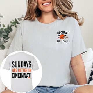 Sundays Are Better In Cincinnati Bella Graphic Tee With Front And Back Design