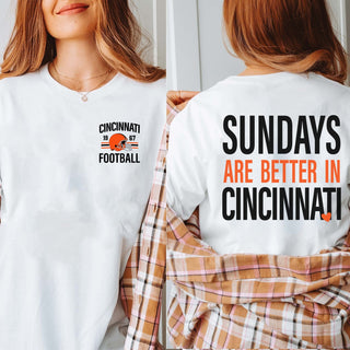 Sundays Are Better In Cincinnati Bella Graphic Tee With Front And Back Design