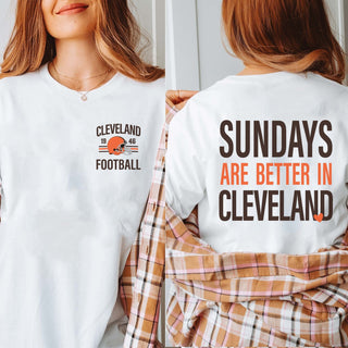 Sundays Are Better In Cleveland Bella Graphic Tee With Front And Back Design