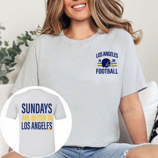 Sundays Are Better In Los Angeles Blue/Gold Bella Graphic Tee With Front And Back Design