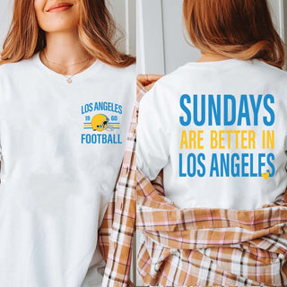 Sundays Are Better In Los Angeles Light Blue/ Yellow Bella Graphic Tee With Front And Back Design