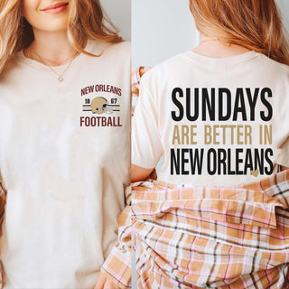 Sundays Are Better In New Orleans Bella Graphic Tee With Front And Back Design