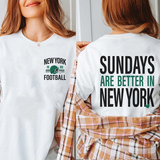 Sundays Are Better In New York Green Bella Graphic Tee With Front And Back Design