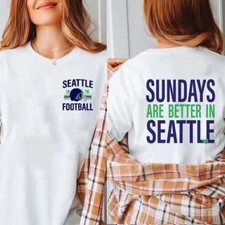Sundays Are Better In Seattle Bella Graphic Tee With Front And Back Design