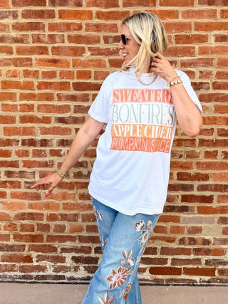 Sweaters Bonfires Apple Cider Comfort Color Tee - Limeberry Designs