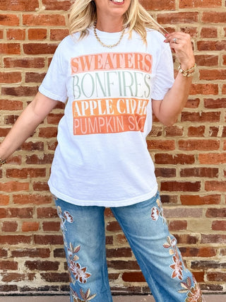 Sweaters Bonfires Apple Cider Comfort Color Tee - Limeberry Designs