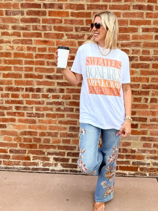 Sweaters Bonfires Apple Cider Comfort Color Tee - Limeberry Designs