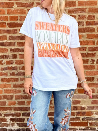 Sweaters Bonfires Apple Cider Comfort Color Tee - Limeberry Designs
