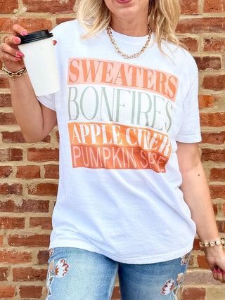 Sweaters Bonfires Apple Cider Comfort Color Tee - Limeberry Designs