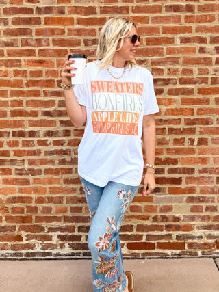 Sweaters Bonfires Apple Cider Comfort Color Tee - Limeberry Designs