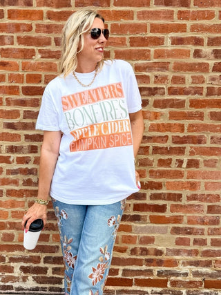 Sweaters Bonfires Apple Cider Comfort Color Tee - Limeberry Designs