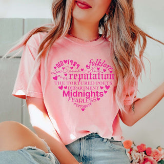 Swiftie Albums Pink Heart Adult and Youth Wholesale Tee - Limeberry Designs