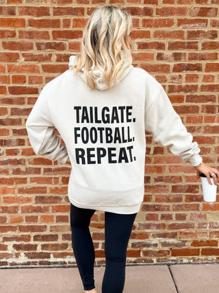 Tailgate Football Repeat Front Back Print Hoodie - Limeberry Designs