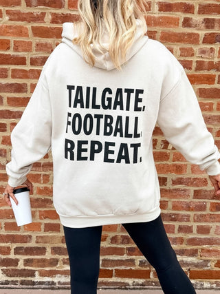 Tailgate Football Repeat Front Back Print Hoodie - Limeberry Designs