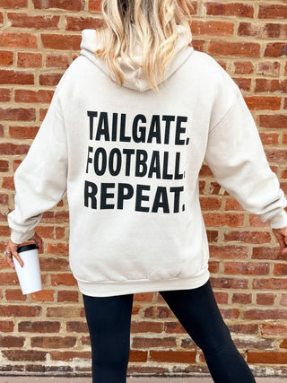 Tailgate Football Repeat Front Back Print Hoodie - Limeberry Designs