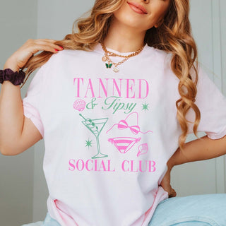 Tanned And Tipsy Social Club Comfort Color Wholesale Tee - Quick Shipping - Limeberry Designs