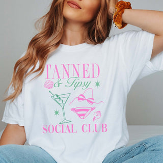 Tanned And Tipsy Social Club Comfort Color Wholesale Tee - Quick Shipping - Limeberry Designs