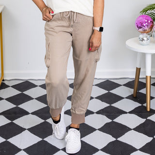 Taupe High Rise Haven Joggers - Limeberry Designs